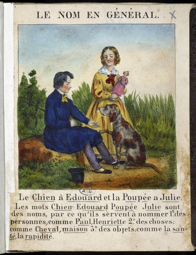Il nome in generale (un ragazzo con un cane e una ragazza con una bambola) - in "La grammaire en images" da French School