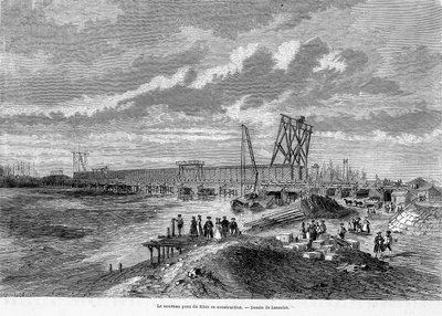 Il nuovo ponte sul Reno in costruzione, Alsazia - in "Le Tour du Monde" da French School