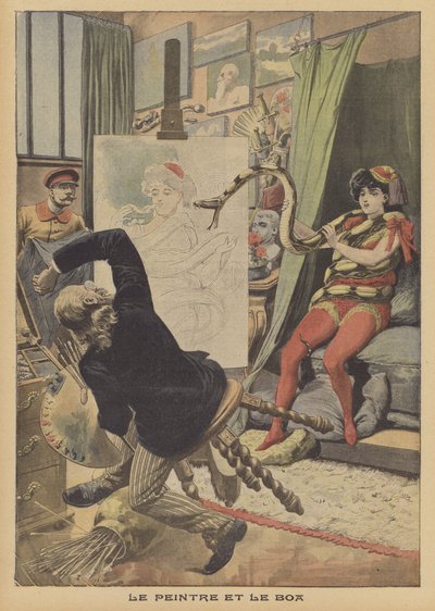 Il pittore e il boa constrictor (litografia a colori) da French School