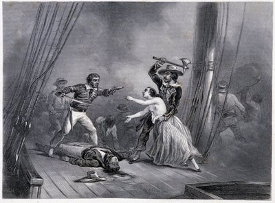 Il pirata Morgan rapisce la bella spagnola - in Storia Generale della Marina di E e V Penaud fratelli da French School