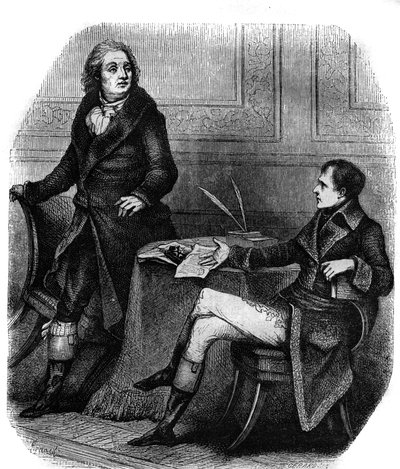 Il poeta e drammaturgo Jean Francois (Jean-Francois) Ducis (1733-1816) con Bonaparte (Napoleone I) da French School