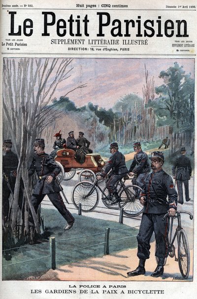La polizia a Parigi, i vigili in bicicletta.- in "Le Petit Parisien" da French School