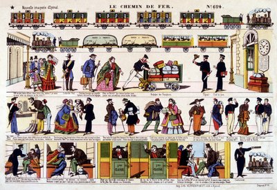 La ferrovia, immagine di Epinal del XIX secolo da French School