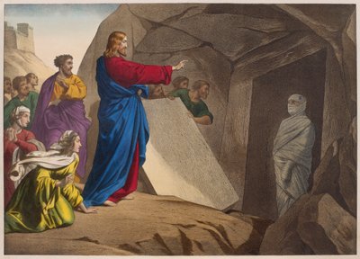 La resurrezione di Lazzaro, illustrazione da un catechismo L