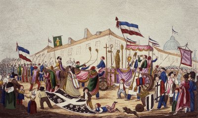 I resti della superstizione trascinati alla Convenzione, nov. 1793 da French School
