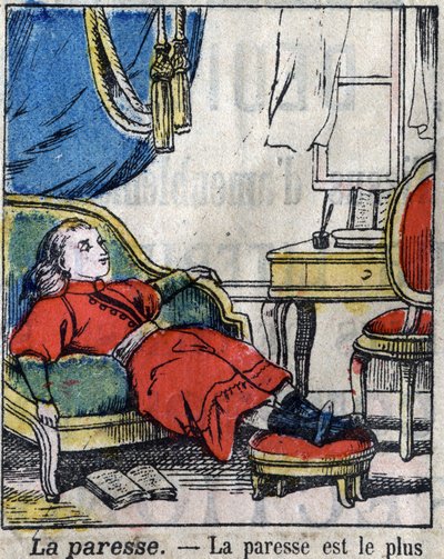 I sette peccati capitali: pigrizia. Immagine di Epinal fine XIX secolo. da French School