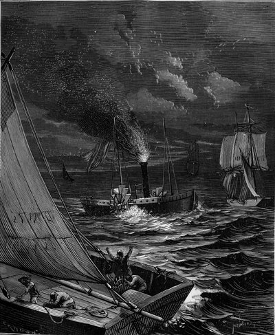 La nave fu costruita nel 1807 da Robert Fulton (1765-1815) per la rotta New York - Albany sul fiume Hudson. da French School