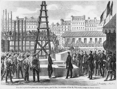 Il ministro di stato Walewski posa la prima pietra della nuova Opera di Parigi, 21 luglio 1862 da French School