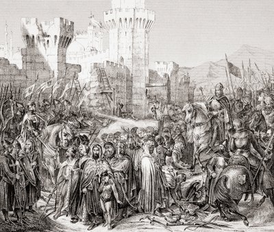 La resa di Acri a Filippo II di Francia, chiamato Filippo Augusto, durante la Terza Crociata, da L