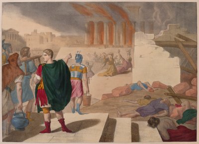 La presa di Gerusalemme da parte di Tito, illustrazione da un catechismo L