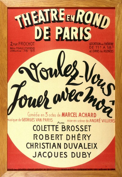 La commedia "Vuoi giocare con me?" di Marcel Achard al teatro in cerchi di Parigi da French School