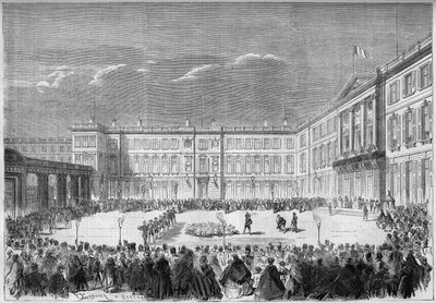 La caccia alla torcia nel cortile del palazzo di Compiègne, Oise (60) da French School