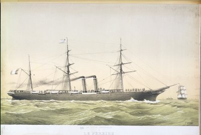 Il piroscafo transatlantico Le Pereire in viaggio da Le Havre a New York, c.1860 da French School