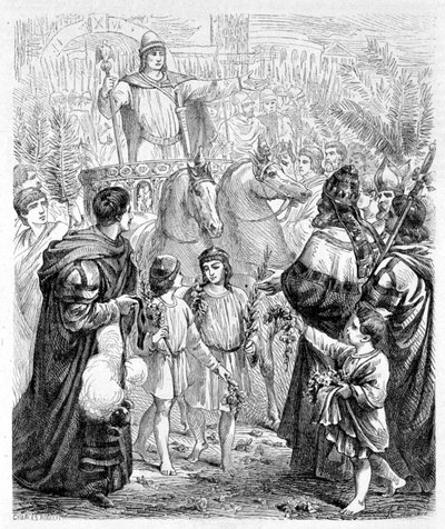 Il trionfo di Costantino (imperatore romano) - in "Storia dei Papi" da French School