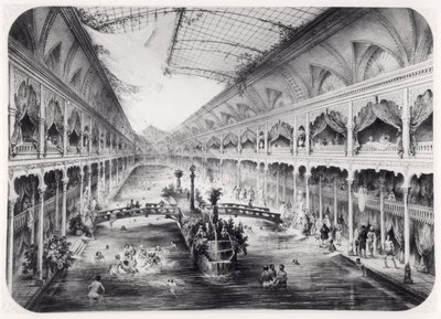 Il ginnasio acquatico degli Champs-Elysees a Parigi, 1847 da French School