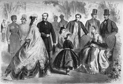 La stagione delle acque a Kissengen, Germania, nel 1864. Presenti, da sinistra a destra: Elisabetta di Wittelsbach (Sissi), imperatrice d