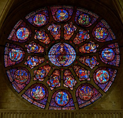 La finestra a rosa occidentale, raffigurante il Giudizio Universale (finestra a rosa - interno) da French School