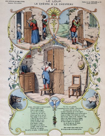 Il lupo, la capra e il capretto - Favole di La Fontaine in immagini di Epinal da French School