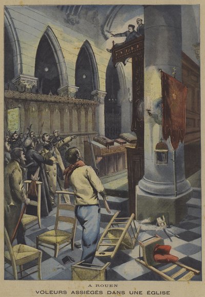 Ladri assediati in una chiesa a Rouen da French School