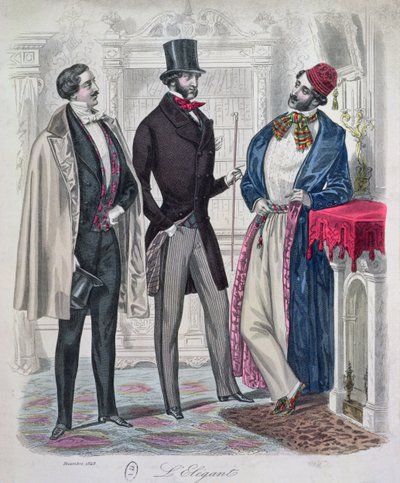 Tre giovani eleganti, dicembre 1848 da French School