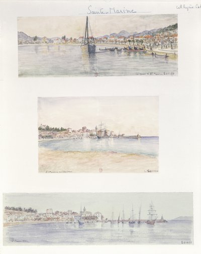 Tre vedute di Sainte Maxime da French School