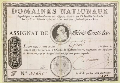 Banconota da trecento livre, 1790 da French School