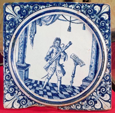 Piastrella raffigurante un fagottista, 1706 da French School