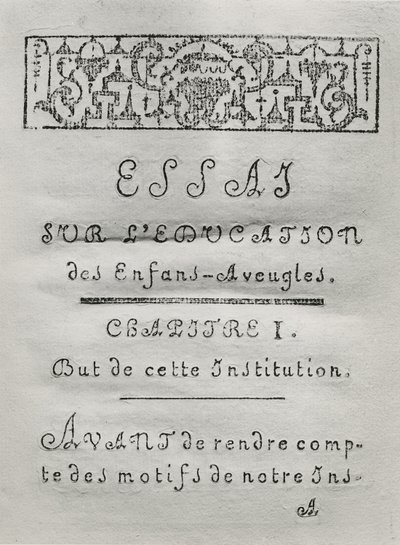 Pagina del titolo per il primo capitolo di Essai sur l