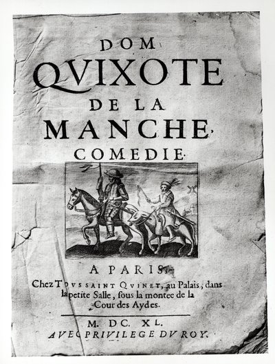 Pagina del titolo da Dom Quixote de La Manche Comedie di Guerin de Bouscal, 1640 da French School
