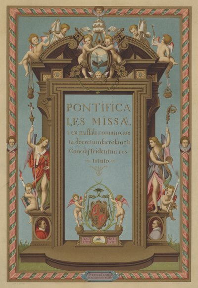 Frontespizio del Messale Pontificio (cromolitografia) da French School