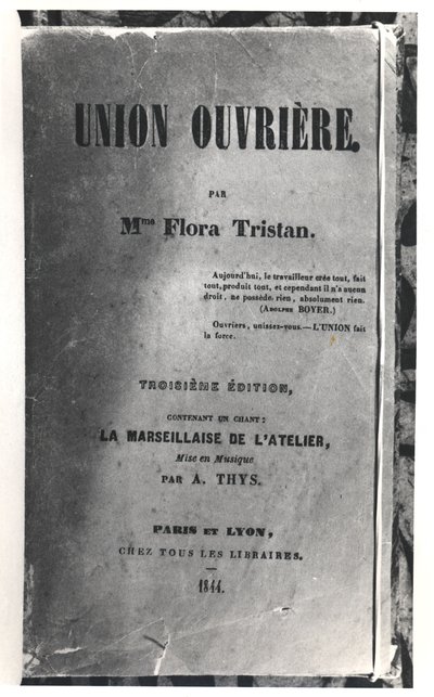 Frontespizio di Union Ouvriere di Flora Tristan, pubblicato nel 1844 da French School
