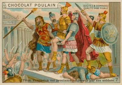 Tito proclamato Imperatore, carta commerciale Chocolat Poulain da French School
