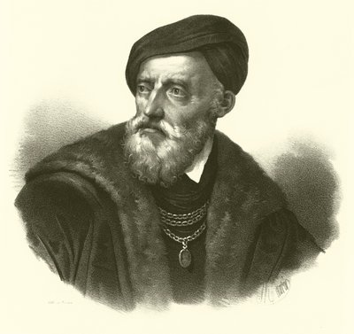 Tiziano Vecelli o Tiziano Vecellio, noto in inglese come Titian, ritratto da French School