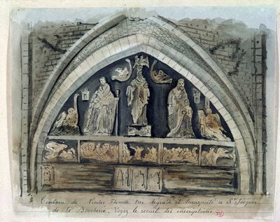 Tomba di Nicolas Flamel (c.1330-1418) al Cimitero degli Innocenti da French School