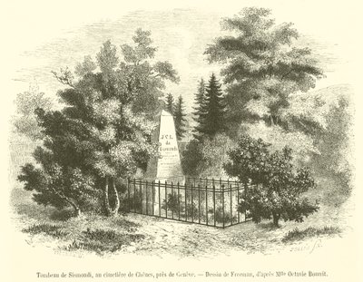 Tomba di Sismondi, al cimitero di Chenes, vicino a Ginevra da French School