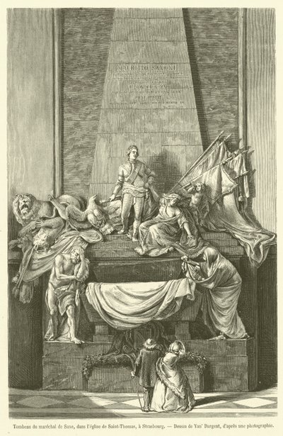 Tomba del maresciallo di Sassonia, nella chiesa di San Tommaso, a Strasburgo (incisione) da French School