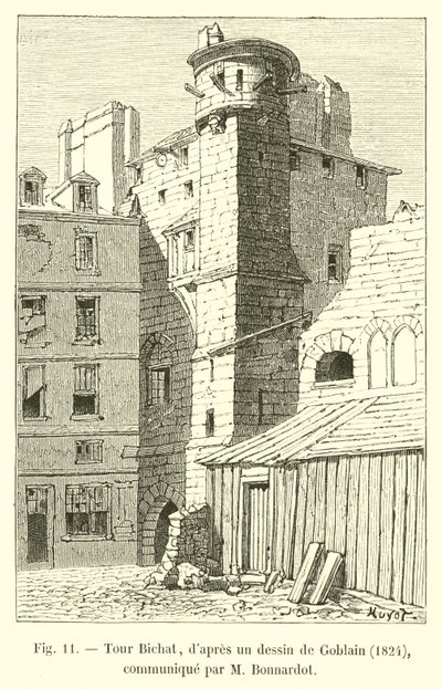 Torre Bichat, da un disegno di Goblain, 1824, comunicato da Bonnardot da French School