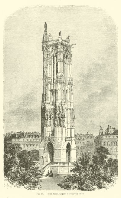 Torre Saint-Jacques e piazza nel 1870 da French School