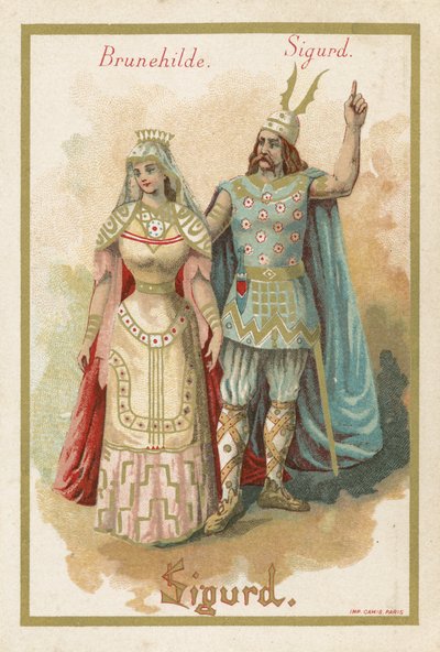 Carta commerciale raffigurante Brunehilde e Sigurd da French School
