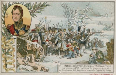 Carta commerciale con immagine della ritirata dalla Russia da French School