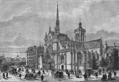 Trasformazioni di Parigi sotto il Secondo Impero, Parigi haussmanniana: vista della nuova facciata neogotica della chiesa di San Lorenzo, boulevard de Strasbourg, restaurata dall