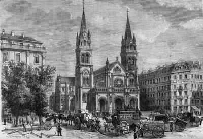 Trasformazioni di Parigi sotto il Secondo Impero, Parigi haussmanniana: vista esterna della chiesa di Saint Ambroise (Saint-Ambroise) costruita da Théodore Ballu (1817-1885) da French School