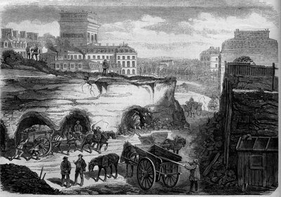 Trasformazioni di Parigi sotto il Secondo Impero, Parigi di Haussmann: apertura del boulevard du Roi de Rome (oggi, avenue de Kleber). Incisione in 