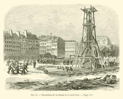 Traslazione della colonna il 21 aprile 1858 da French School