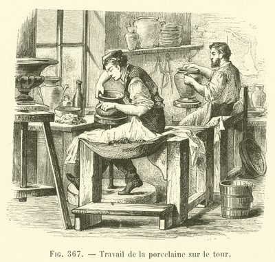 Travail de la porcelaine sur le tour (incisione) da French School