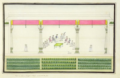 Trattato del Nawab con i britannici a Benares nel 1765 a cui Gentil era presente da The Gentil Album, pubblicato nel 1774 da French School