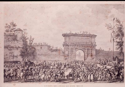 Ingresso trionfale delle truppe francesi sotto Napoleone Bonaparte a Milano, 15 maggio da French School