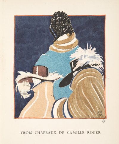 Trois Chapeaux de Camille Roger, da una Collezione di Figurini di Moda da French School