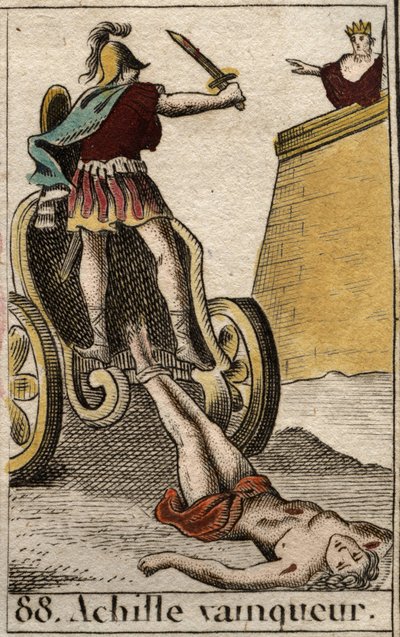 Guerra di Troia: Achille trionfante trascina il corpo senza vita di Ettore davanti alle porte di Troia. Da 