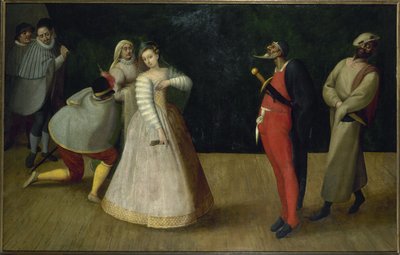 Compagnia di commedianti italiani (i Gelosi?), circa 1580 da French School